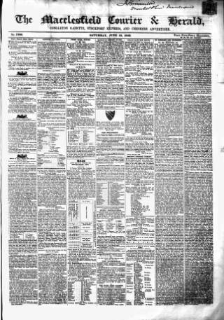 cover page of Macclesfield Courier and Herald published on June 18, 1842