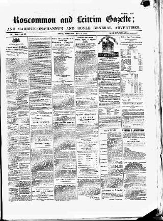 cover page of Roscommon & Leitrim Gazette published on May 4, 1878
