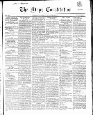 cover page of Mayo Constitution published on March 19, 1861