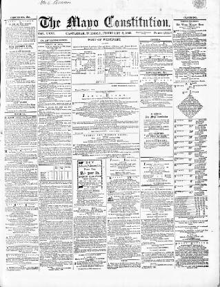 cover page of Mayo Constitution published on February 2, 1869