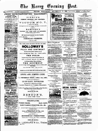 cover page of Kerry Evening Post published on September 17, 1902