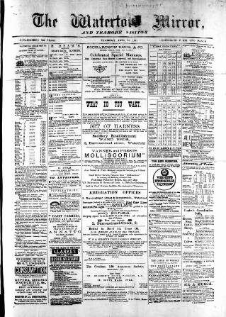 cover page of Waterford Mirror and Tramore Visitor published on June 18, 1891