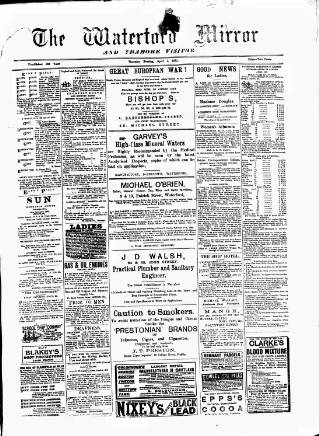 cover page of Waterford Mirror and Tramore Visitor published on April 1, 1897