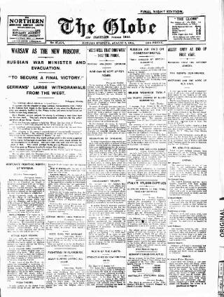 cover page of Globe published on August 2, 1915