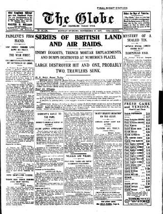 cover page of Globe published on September 17, 1917