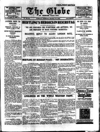 cover page of Globe published on March 19, 1918