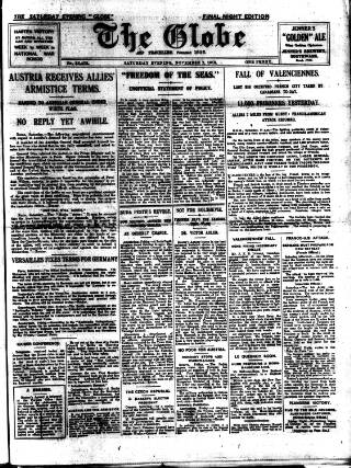 cover page of Globe published on November 2, 1918
