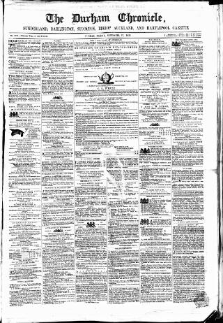 cover page of Durham Chronicle published on September 17, 1858