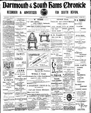 cover page of Dartmouth & South Hams chronicle published on August 2, 1907