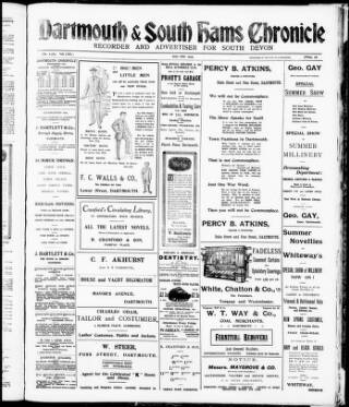 cover page of Dartmouth & South Hams Chronicle published on June 18, 1915