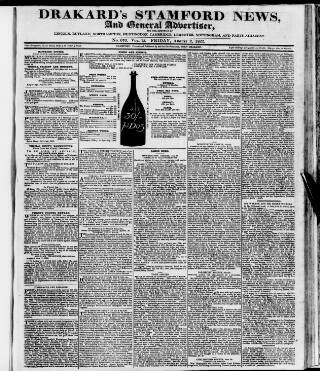cover page of Drakard's Stamford News published on August 2, 1822