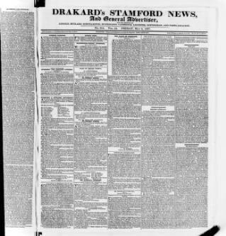 cover page of Drakard's Stamford News published on May 4, 1827