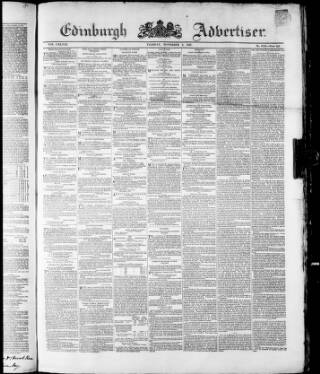 cover page of Edinburgh Advertiser published on November 2, 1847