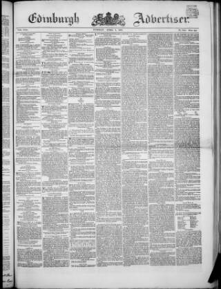 cover page of Edinburgh Advertiser published on April 1, 1851