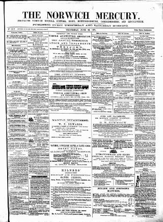 cover page of Norwich Mercury published on June 18, 1873