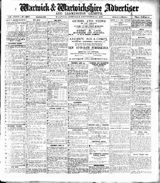 cover page of Warwick and Warwickshire Advertiser published on September 17, 1927