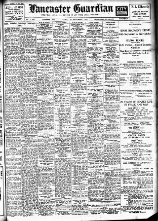 cover page of Lancaster Guardian published on September 17, 1943
