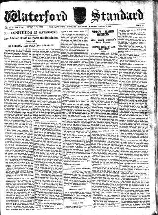 cover page of Waterford Standard published on August 2, 1930