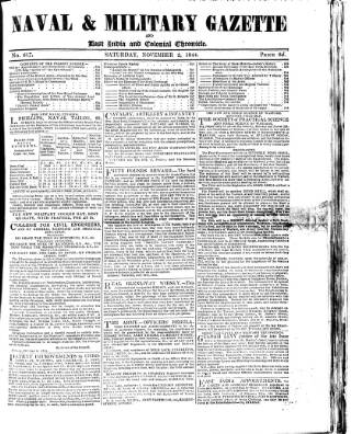 cover page of Naval & Military Gazette and Weekly Chronicle of the United Service published on November 2, 1844