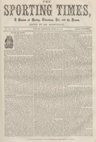 cover page of Sporting Times published on June 18, 1870