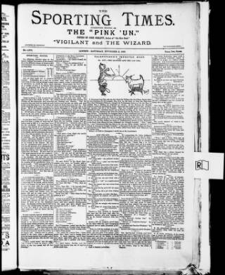 cover page of Sporting Times published on November 2, 1889