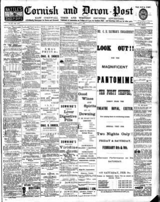 cover page of Cornish & Devon Post published on February 2, 1895