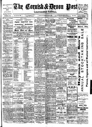 cover page of Cornish & Devon Post published on June 18, 1910