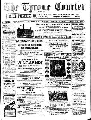 cover page of Tyrone Courier published on March 19, 1903