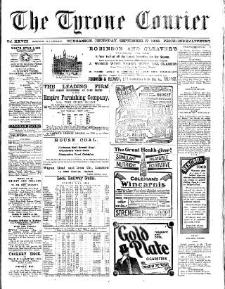 cover page of Tyrone Courier published on September 17, 1908