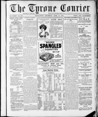 cover page of Tyrone Courier published on June 18, 1914