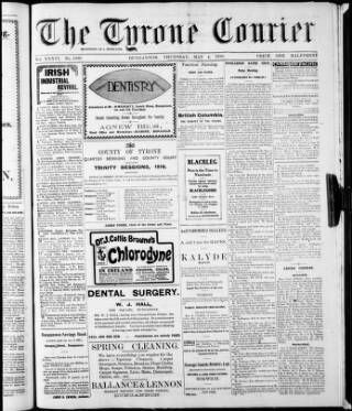 cover page of Tyrone Courier published on May 4, 1916
