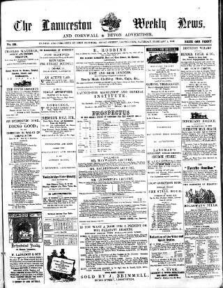 cover page of Launceston Weekly News published on February 2, 1861