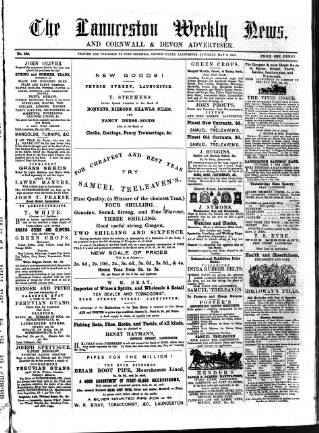 cover page of Launceston Weekly News, and Cornwall & Devon Advertiser. published on May 2, 1863