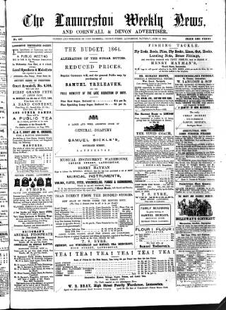 cover page of Launceston Weekly News published on June 18, 1864