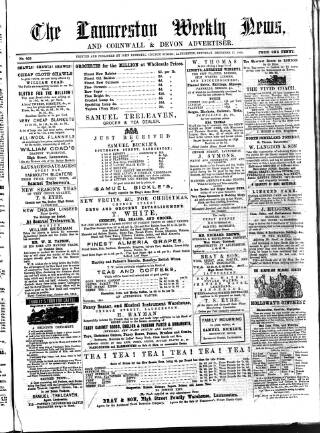 cover page of Launceston Weekly News published on December 17, 1864