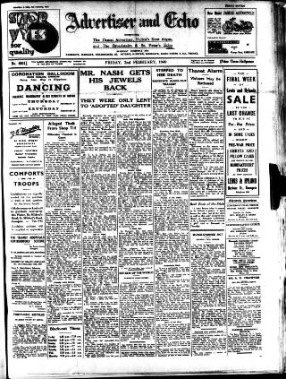 cover page of Thanet Advertiser published on February 2, 1940