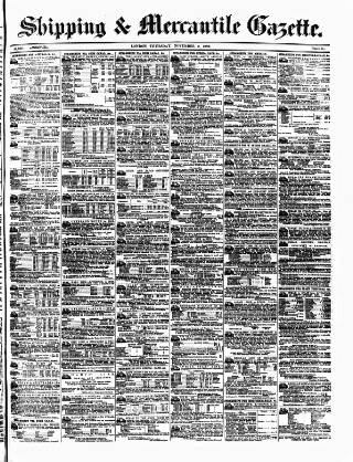 cover page of Shipping and Mercantile Gazette published on November 2, 1882