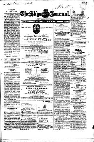 cover page of Sligo Journal published on November 2, 1838