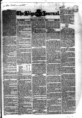 cover page of Sligo Journal published on June 18, 1841