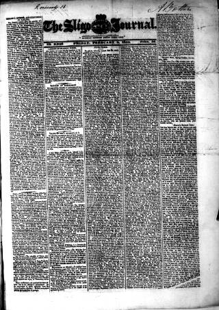 cover page of Sligo Journal published on February 2, 1844