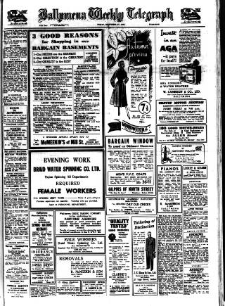 cover page of Ballymena Weekly Telegraph published on September 17, 1954