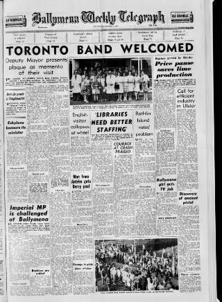cover page of Ballymena Weekly Telegraph published on August 2, 1962