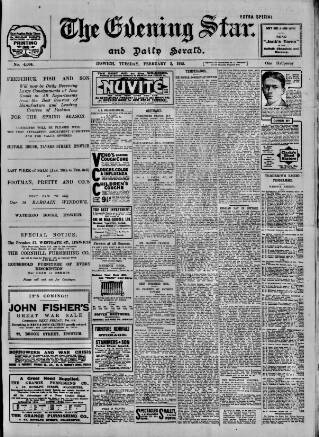 cover page of Evening Star published on February 2, 1915