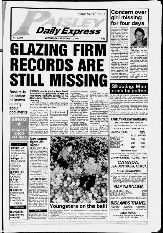 cover page of Paisley Daily Express published on February 2, 1994