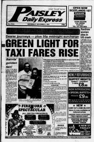 cover page of Paisley Daily Express published on November 2, 1994