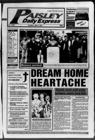 cover page of Paisley Daily Express published on May 2, 1995