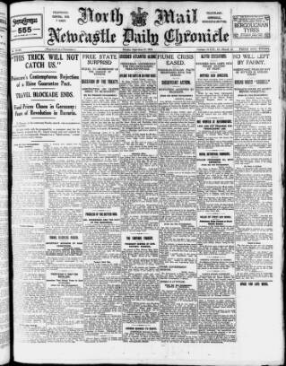 cover page of Newcastle Daily Chronicle published on September 17, 1923