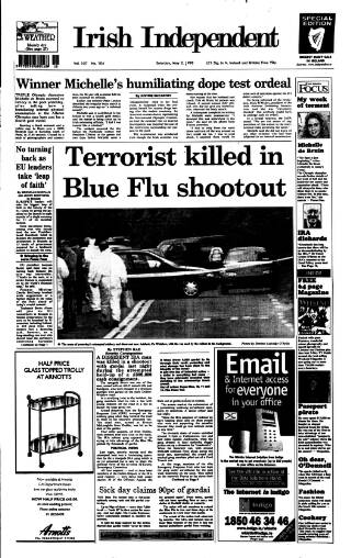 cover page of Irish Independent published on May 2, 1998