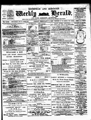 cover page of Tottenham and Edmonton Weekly Herald published on February 2, 1900
