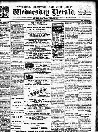 cover page of Tottenham and Edmonton Weekly Herald published on November 2, 1904